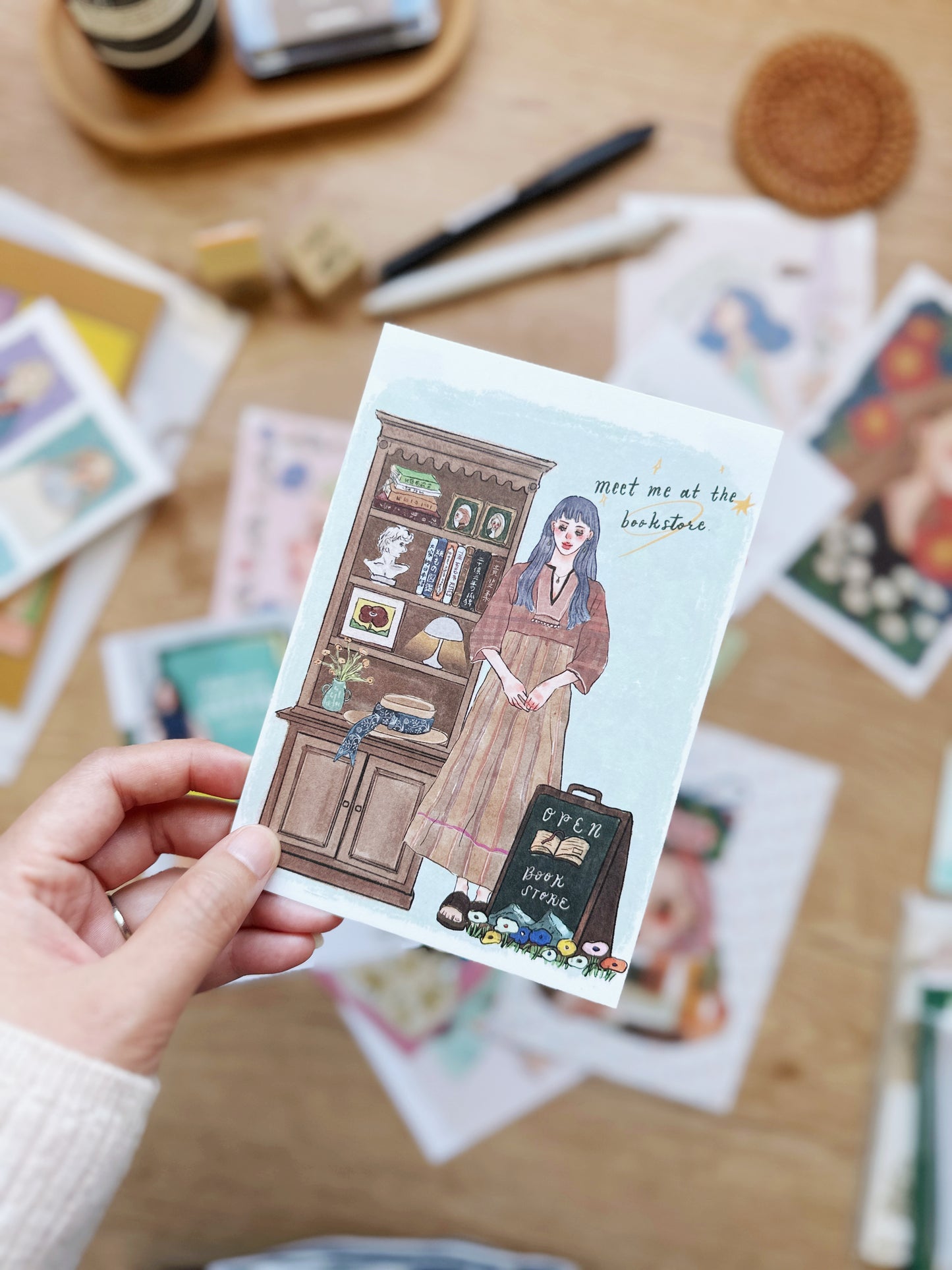 Meet me at the bookstore | Postcard