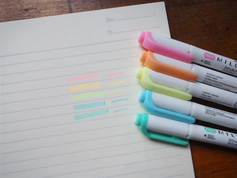 (NEW) Zebra Mildliner Double-Sided Highlighter Set - 5 Mild Fluorescent Colors
