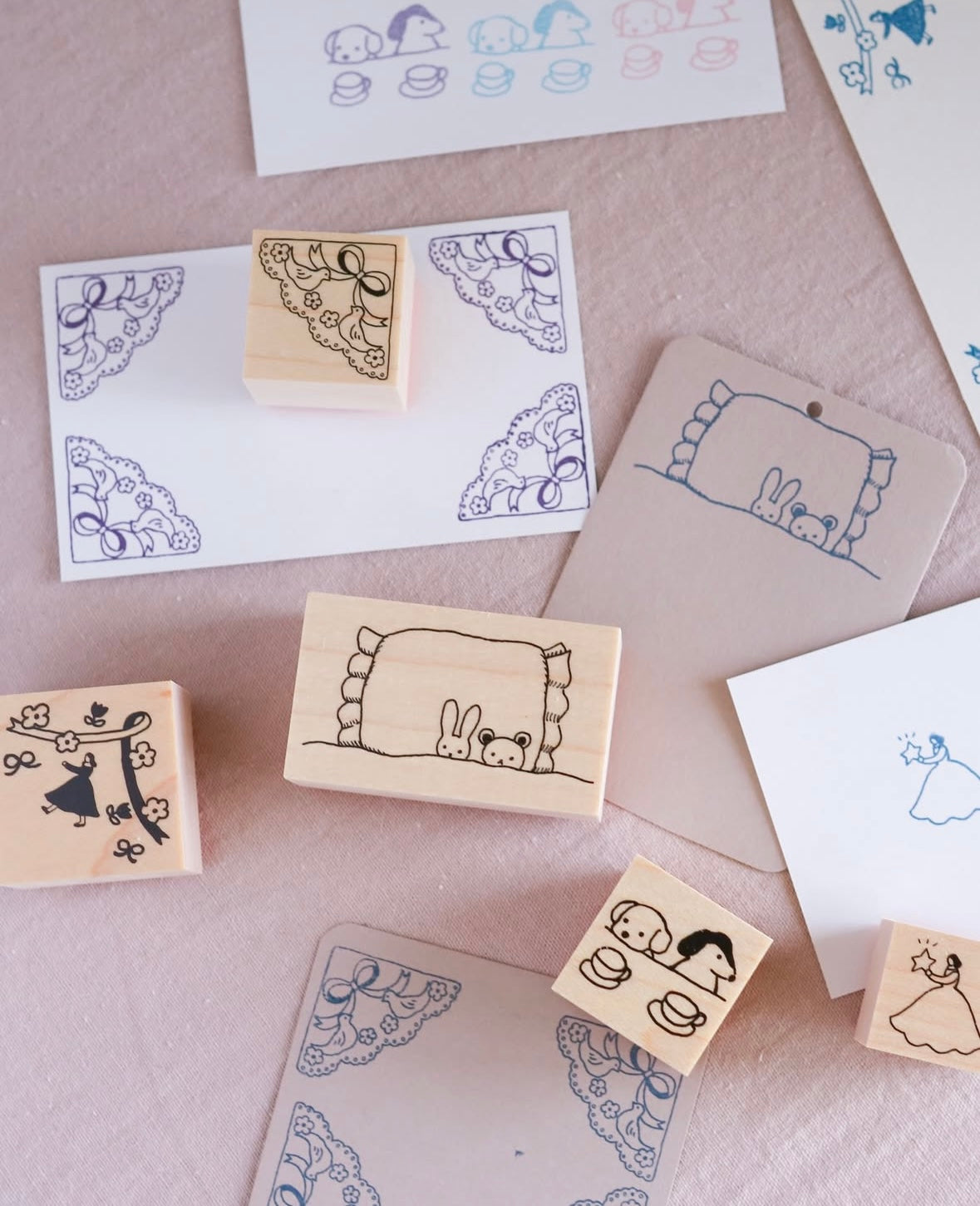 (NEW) Kin.Iro.Hitode Birds and Lace Corner | Rubber Stamp