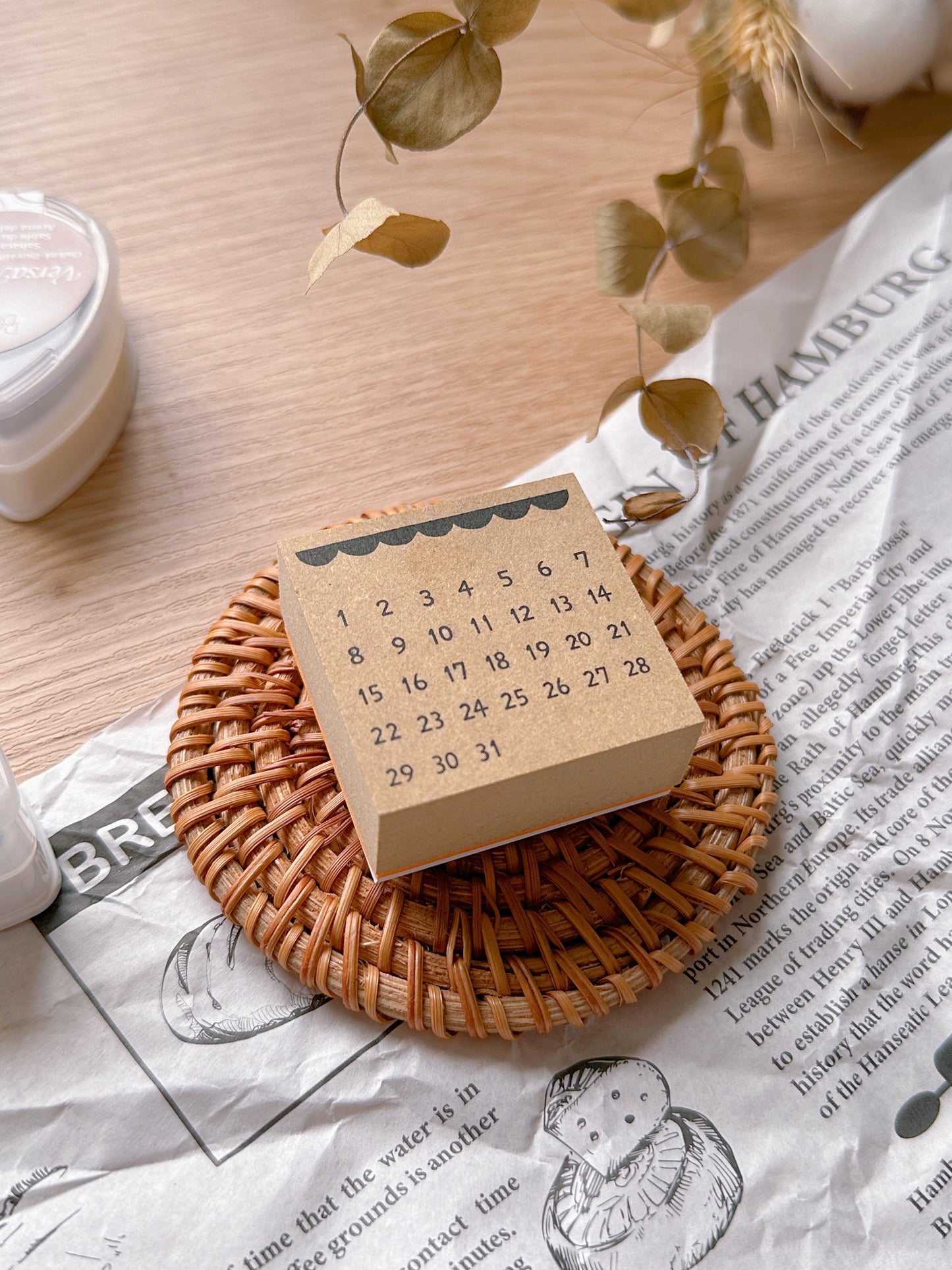 Monthly Calendar | Wooden Rubber Stamp