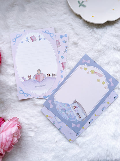 animal, notepad, memopad, kin iro hidote, cute, cat, bear, rabbit, story, book, pink, blue, pastel