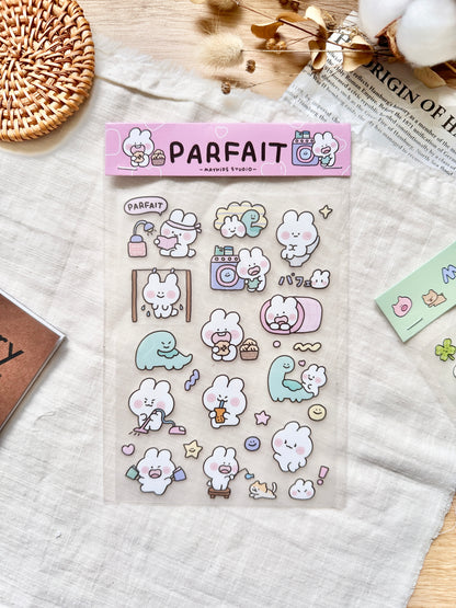 Pack of Parfait stickers with cute illustrations. Maykids, hope and letters, stickers, cute, nz, stationery, pink, pastel, rabbit