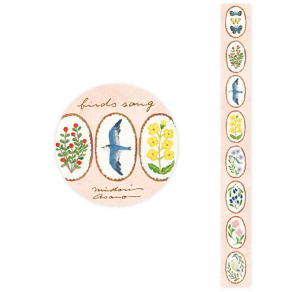 Midori Asano Birds Song | Semi Transparent Washi Tape (8m)