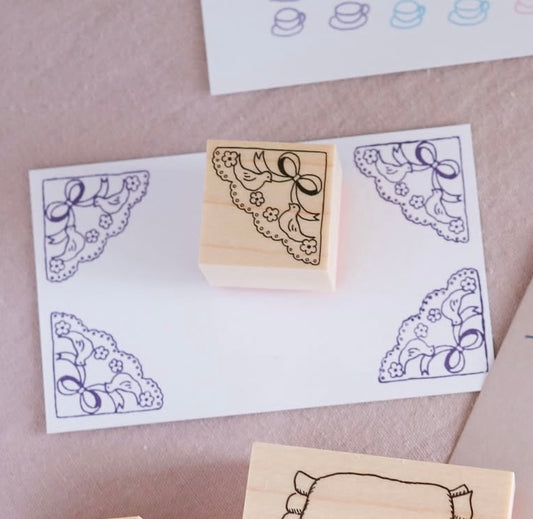 birds, stamp, rubber stamp, nz, japan, wooden stamp, stamp, corner, decoration, ribbon, floral, flower