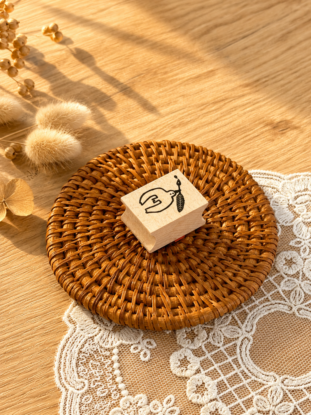 (NEW) Hankodori - Quill Pen and Bird | Wooden Rubber Stamp
