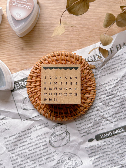 Monthly Calendar | Wooden Rubber Stamp
