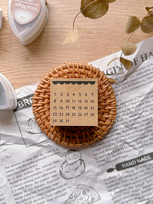 Monthly Calendar | Wooden Rubber Stamp