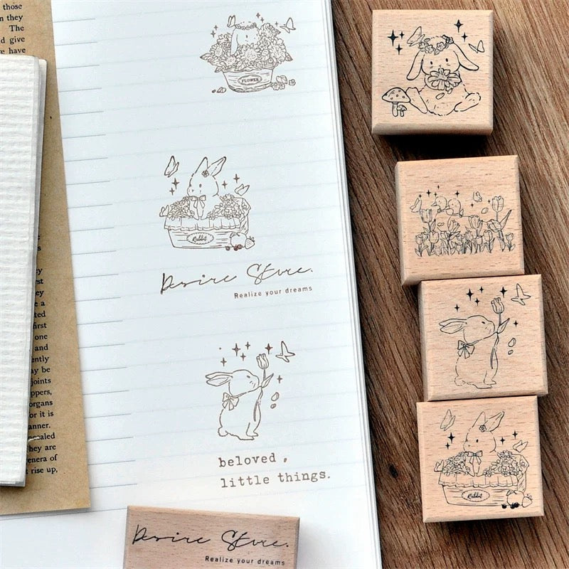 Rabbit Garden Series | Wooden Rubber Stamp (2 designs)