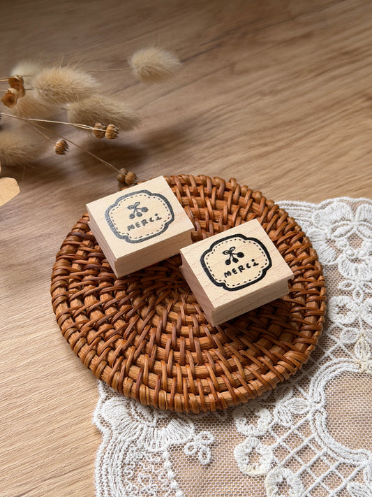 (NEW) Hankodori - Cherry Merci | Wooden Rubber Stamp