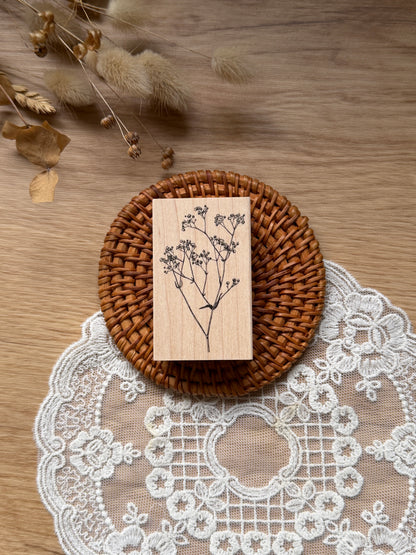 (NEW) Hankodori - Baby's Breathe Flower | Wooden Rubber Stamp