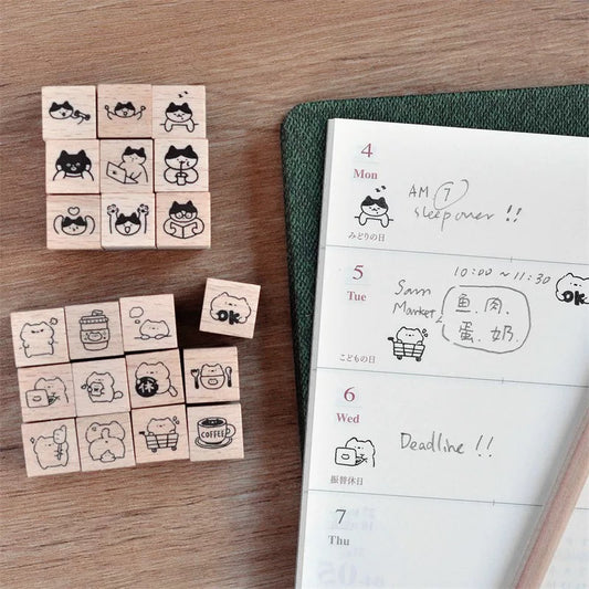 Mini Cat Series | Mini Wooden Rubber Stamp (10 designs)