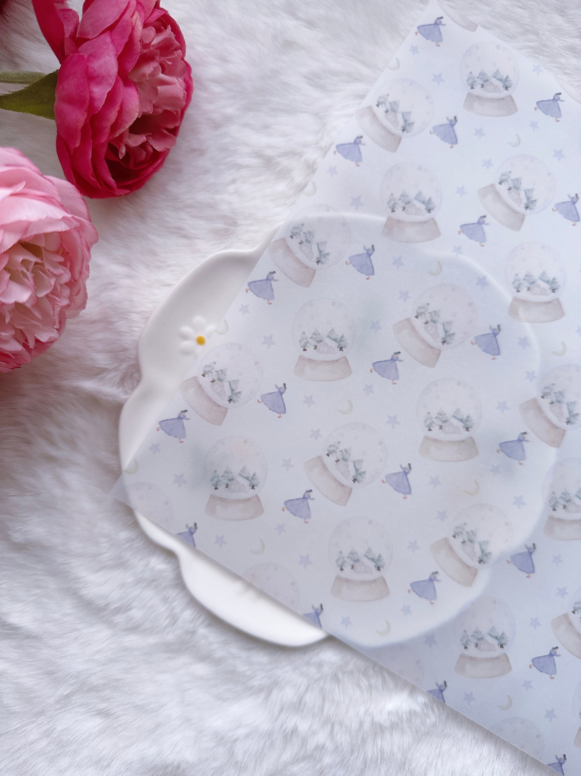 cute, pastel, vellum paper, tissue paper, japan, nz, tea time, purple, pink, kin iro hidote, snow