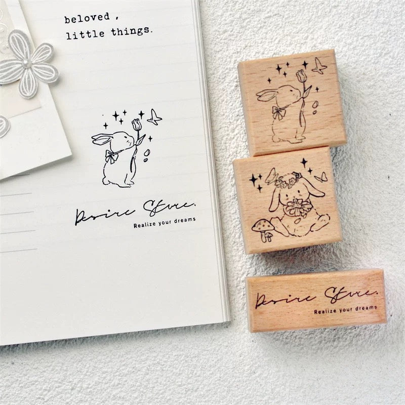 Rabbit Garden Series | Wooden Rubber Stamp (2 designs)