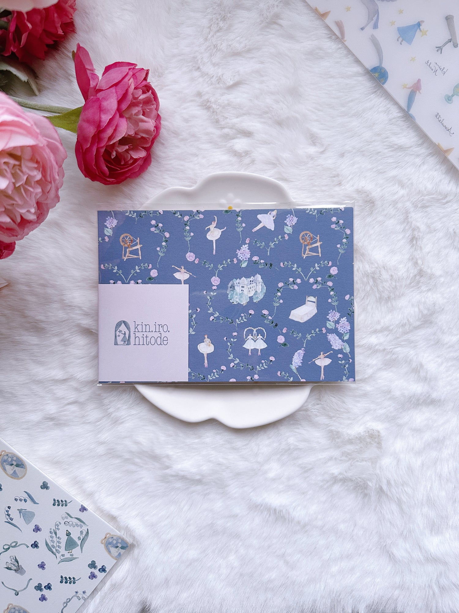 ballet, garden, pink, blue, postcard, kin iro hidote, japan, nz, pastel