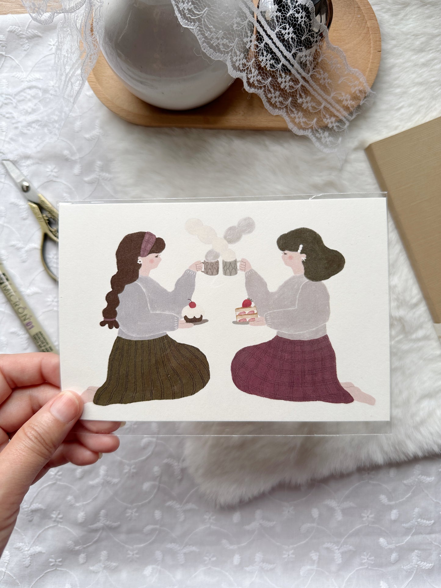 Ivy Snow - Twin’s Tea Time | Postcard