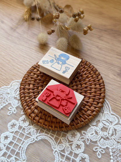 Hankodori - Let's write a letter (Large) | Wooden Rubber Stamp