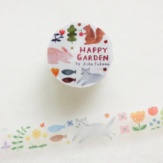 (NEW) Aiko Fukawa Happy Garden | Transparent Washi Tape (8m)