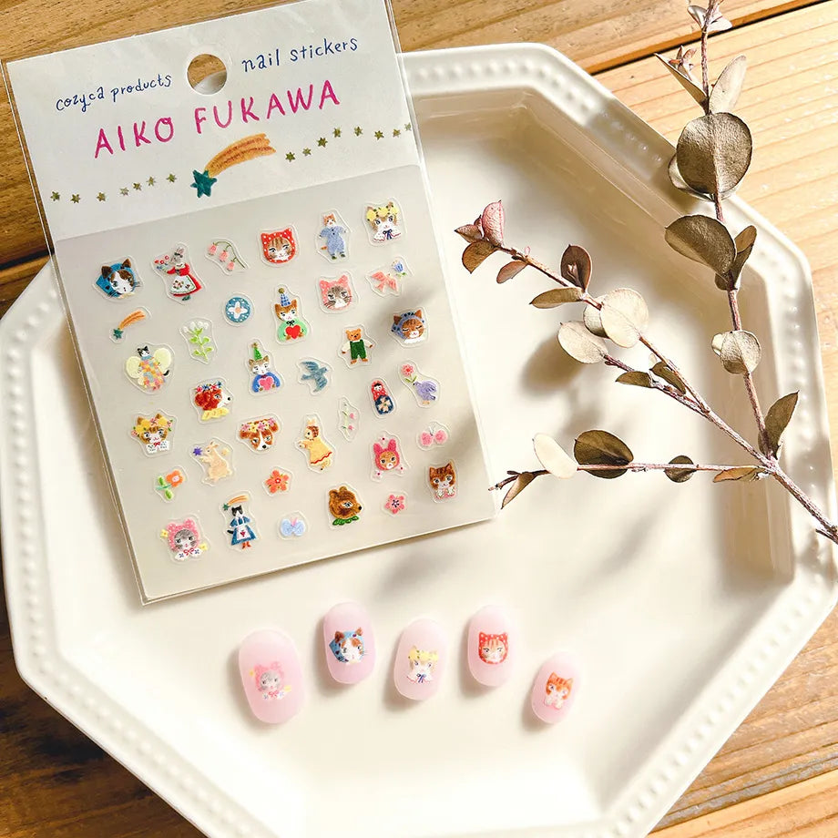 Aiko fukawa. Nail stickers, cat, cute, pink, red, japan, design, stickers, nz, 