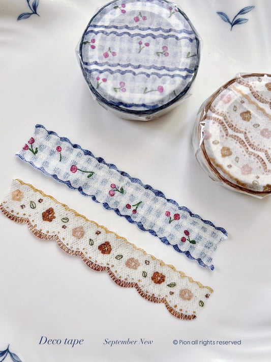 Decorative tapes with floral patterns on a white background, cherry, blue, pink, cute, washi tape, japan, taiwan, nz, hope and letters, pion