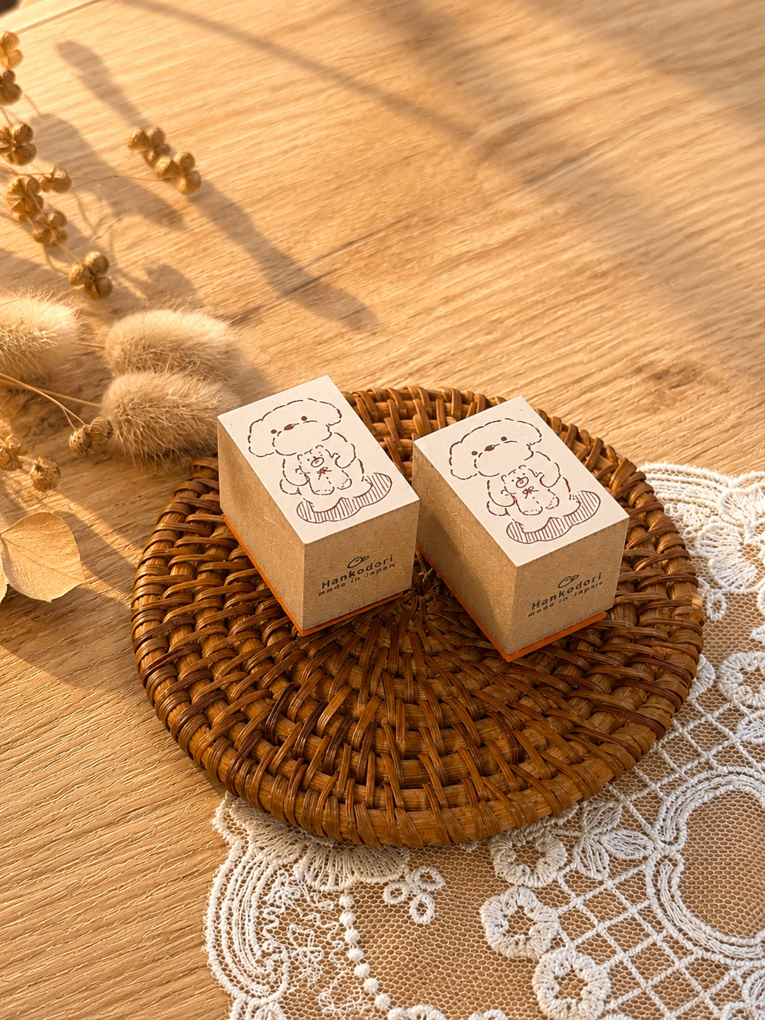 (NEW) Hankodori - Best Friends | Wooden Rubber Stamp