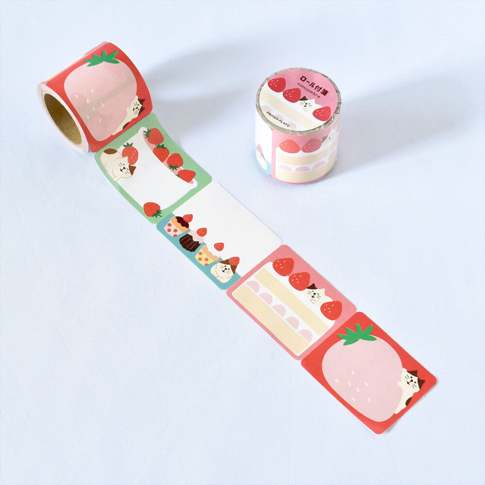 Decorative tape with strawberry design on a white background, sticky note, bird, cute,cat, strawberry, pink, nz, japan, japanese, stationery, note, memo, hope and letters