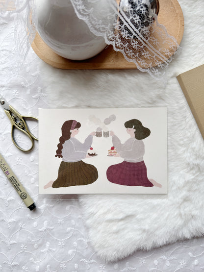Ivy Snow - Twin’s Tea Time | Postcard