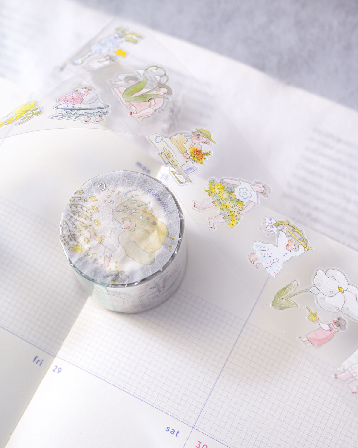(NEW) Dodolulu - Doremi. Nestled in Green  | Pre-Cut Foil PET Tape Stickers