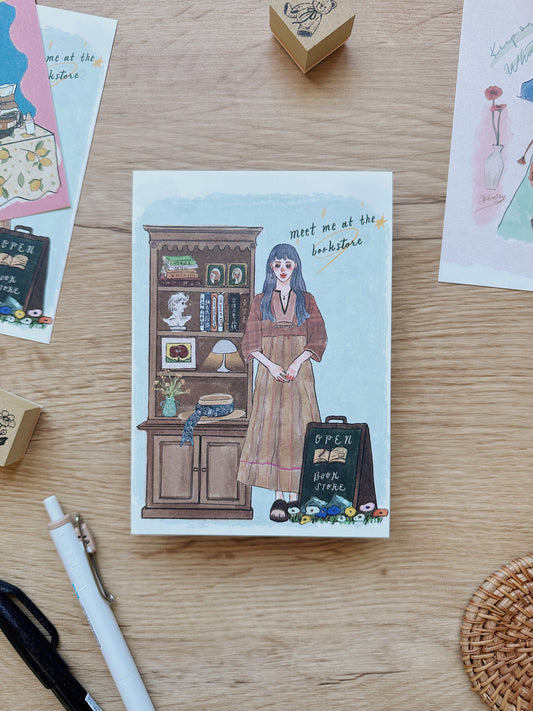 Meet me at the bookstore | Postcard