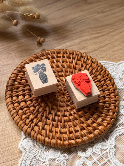 (NEW) Hankodori - Vase of Hapiness | Wooden Rubber Stamp