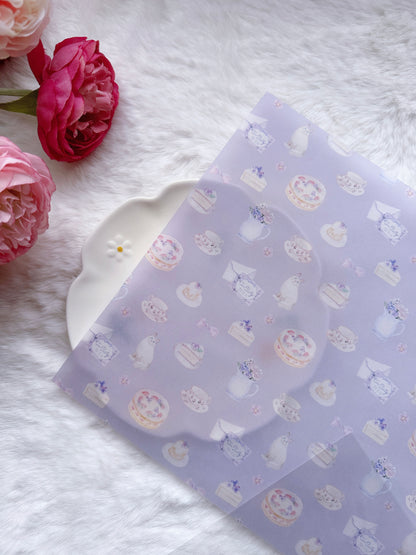 cute, pastel, vellum paper, tissue paper, japan, nz, tea time, purple, pink, kin iro hidote