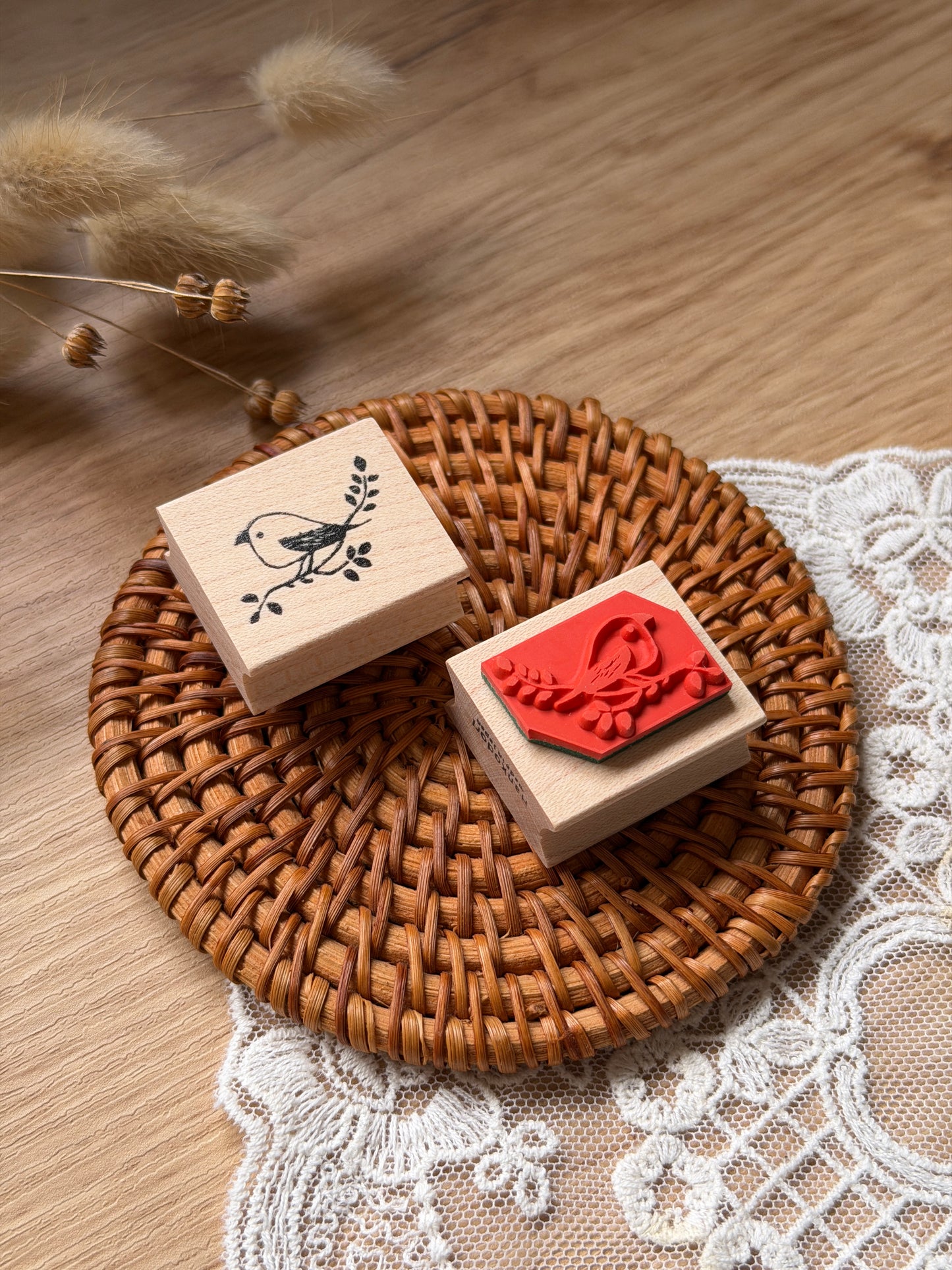 (NEW) Hankodori - Twig Bird | Wooden Rubber Stamp