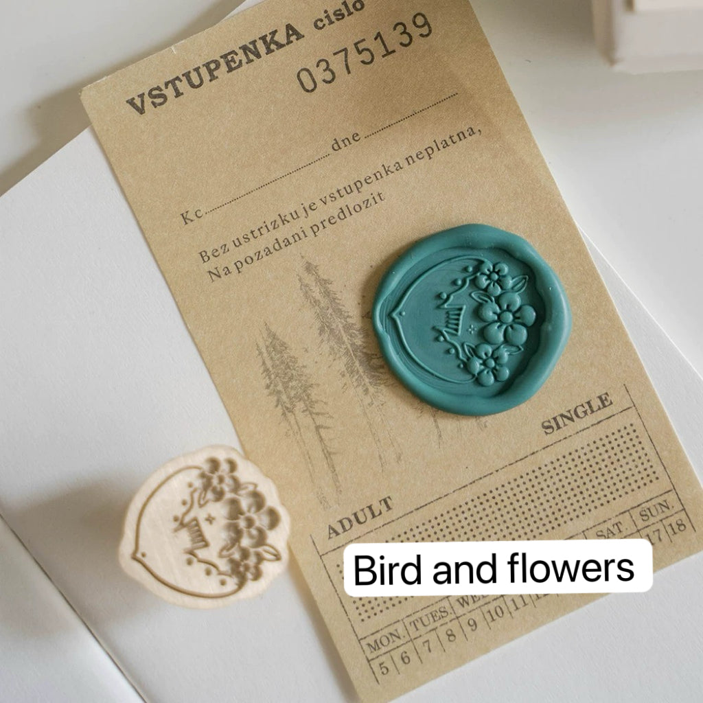 Bird, flower, wax seal stamp, stamp, seal kit, wax