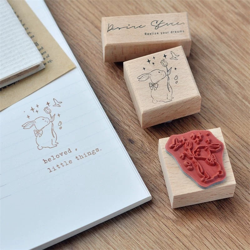 Rabbit Garden Series | Wooden Rubber Stamp (2 designs)