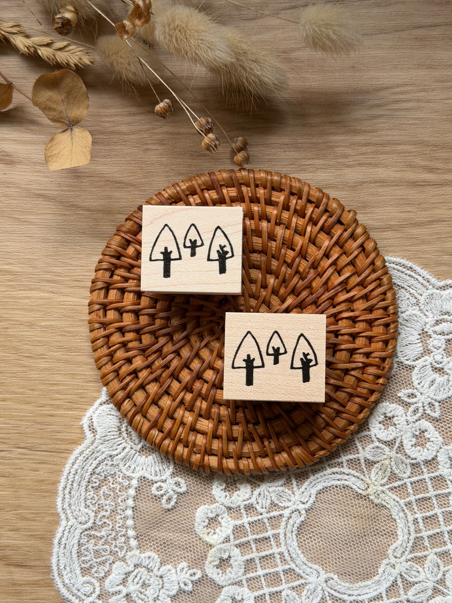 (NEW) Hankodori - Three Trees | Wooden Rubber Stamp