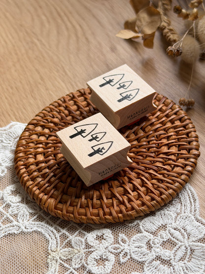 (NEW) Hankodori - Three Trees | Wooden Rubber Stamp