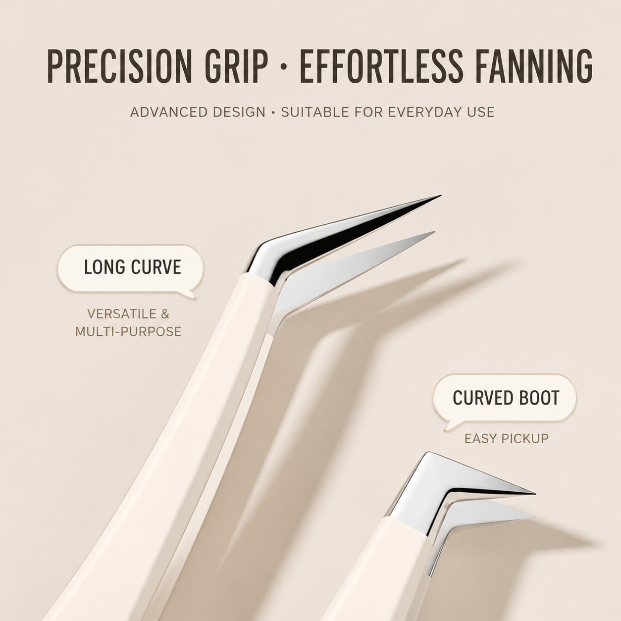 (NEW) Beige Stainless Steel Tweezers