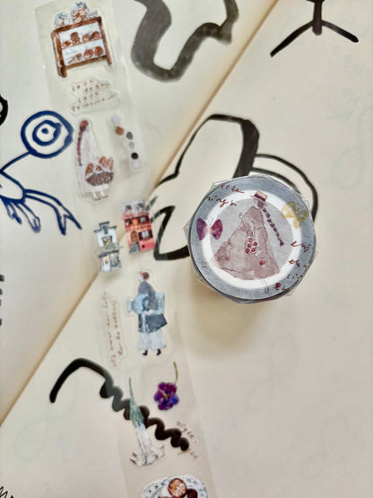 Decorative washi tape with artistic designs on a textured surface, PET tape, pion, cute, hope and letters, journaling, nz, taiwan