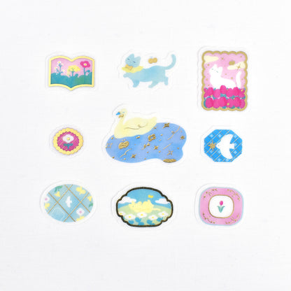 (NEW) Papier Platz x Miyashita Kazu - Nekoneko Biyori | Gold Foil Sticker Flakes