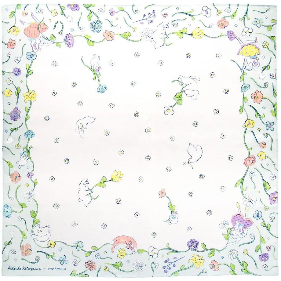 nz, 100% cotton, handkerchief, design, japan, cute, smooth, pastel, pink, rabbit, flower