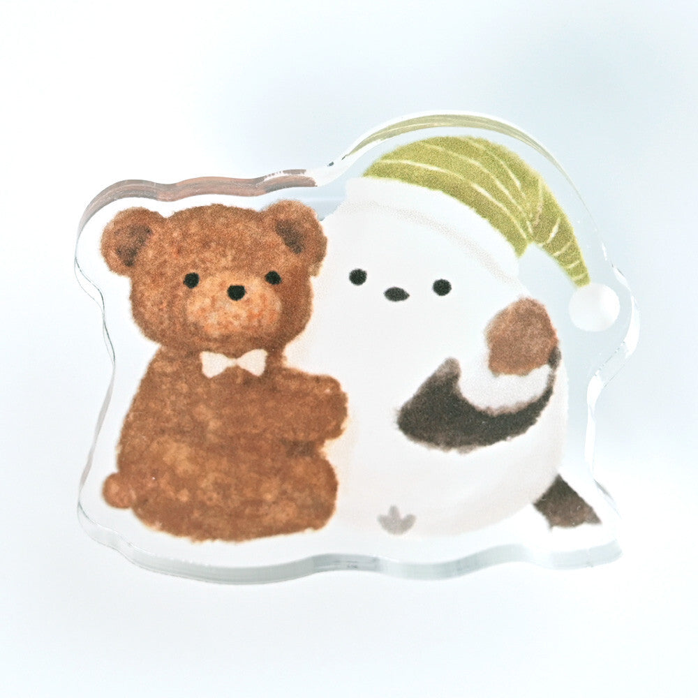 (NEW) NB Co. Ltd - Mattari Animal - Long-tailed Tit Bird | 2 Way Acrylic Clip
