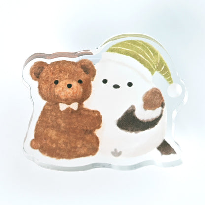 (NEW) NB Co. Ltd - Mattari Animal - Long-tailed Tit Bird | 2 Way Acrylic Clip