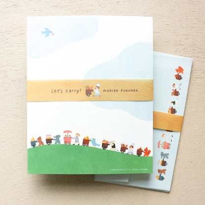 (NEW) Mariko Fukuoka Let's carry | Letter Set (12 sheets & 4 envelopes)