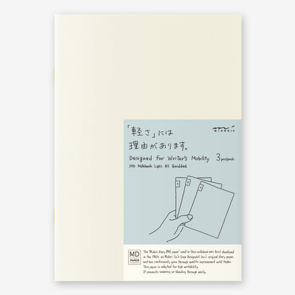 (NEW) Midori MD Notebook Light A5 - Grid- Pack of 3