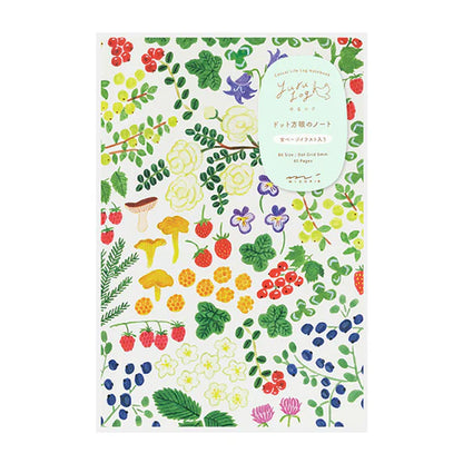 midori, yuru log, illustrated cover, cute notebook, journal, nz, japan, plants, flowers, beautiful notebook, japan, fountain pen friendly, nz, new zealand, fruits, colorful, b6