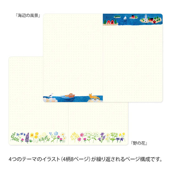 (NEW) Midori Yuru Log Notebook B6 - Nordic - Dot Grid