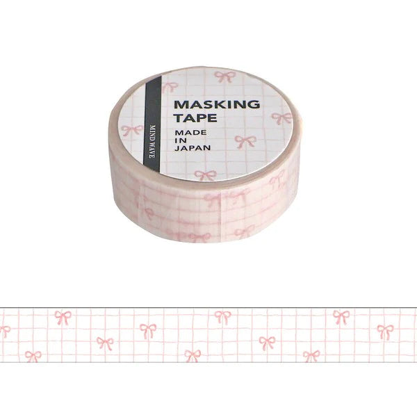 Roll of masking tape with a pattern of small bows on a white and white background, cute, washi tape, nz, hope and letters, ribbon, journal, scrapbook