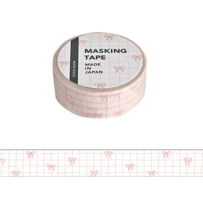Roll of masking tape with a pattern of small bows on a white and white background, cute, washi tape, nz, hope and letters, ribbon, journal, scrapbook