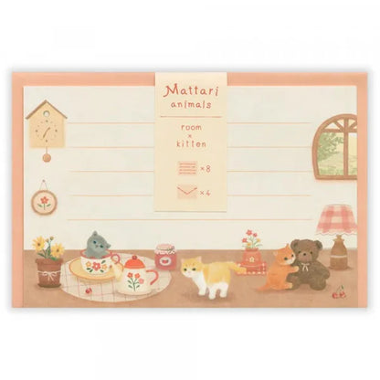Notepad with cartoon animals and decorative elements on a white background, cat, letter, nz, cute, kitten