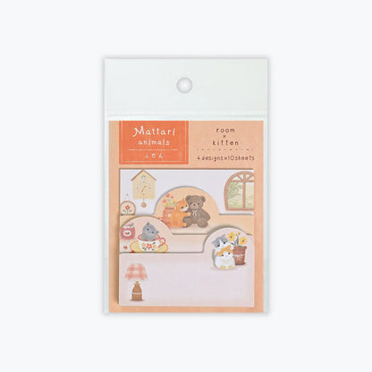 Packaged stationery with cute animal illustrations on a white background, sticky note, cat, room, cute, hope and letters, japan, orange, sticky note, memo, nz, new zealand