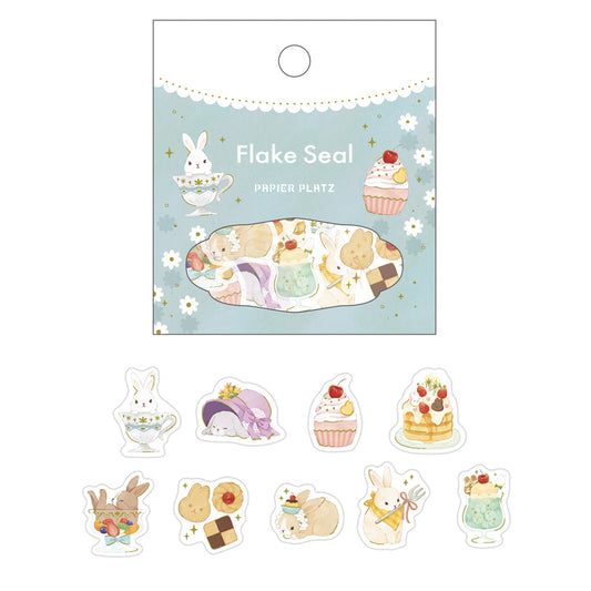 (NEW) Papier Platz - Rabbit and Desserts | Gold Foil Sticker Flakes